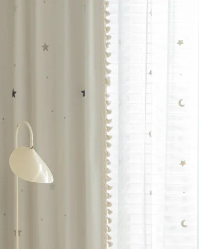 Starry Weave Curtain with embroidered stars on sheer jacquard fabric – dreamy and light-filtering