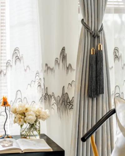 Zen bamboo curtain with high-density weave and privacy texture. Close-up of bamboo texture drapes with soft daylight filtering. Minimalist privacy curtain in textured high-density fabric. High-density bamboo pattern curtain detail.