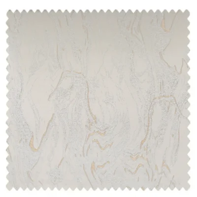 Ivory jacquard curtain fabric with light stone vein patterns and subtle gold undertones