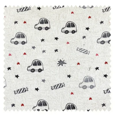 Cartoon car and star print curtain fabric sample for kids room