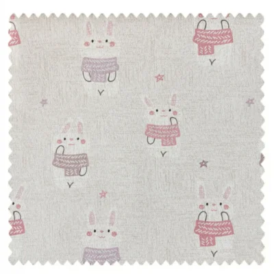 Cartoon cars and traffic light print fabric swatch in pink and grey tones