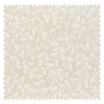 Creamy off-white curtain fabric swatch with delicate floral weave.