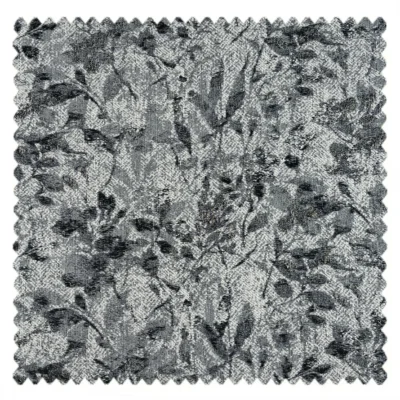 Botanical jacquard curtain fabric swatch with bold leaf pattern for contemporary interiors