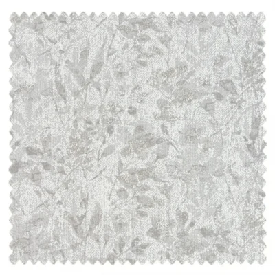 Soft botanical jacquard curtain fabric sample with subtle foliage texture
