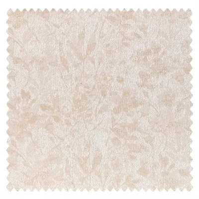 Botanical jacquard curtain fabric sample with soft foliage texture and plush weave