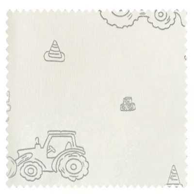 Construction-themed jacquard curtain fabric sample for kids' room