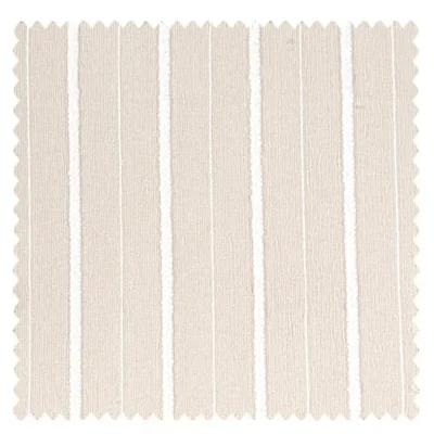 Blush pink striped jacquard curtain fabric sample with vertical woven texture