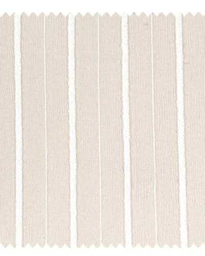 Blush pink striped jacquard curtain fabric sample with vertical woven texture