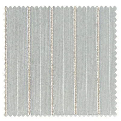 Fabric swatch of Whisper Stripe Curtain in mist grey with soft cream vertical lines