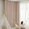 pink embroidered kids curtain