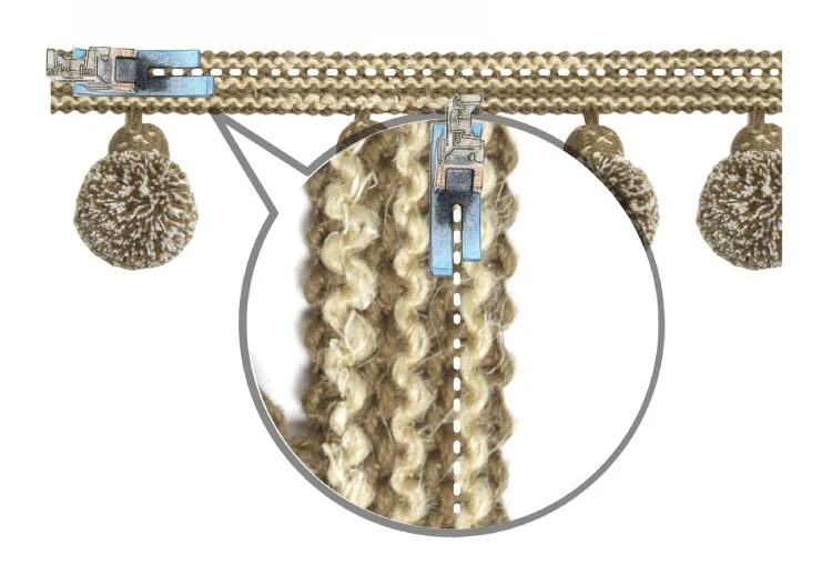 Boho curtain trim with twisted jute rope and pom pom tassels