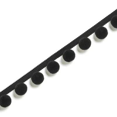Minimalist black pom pom trim for curtains or cushions
