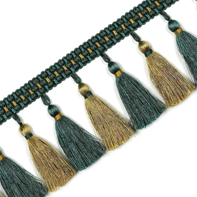 Color Isle Tassel Fringe Trim – Grey and Silver Decorative Curtain Trim