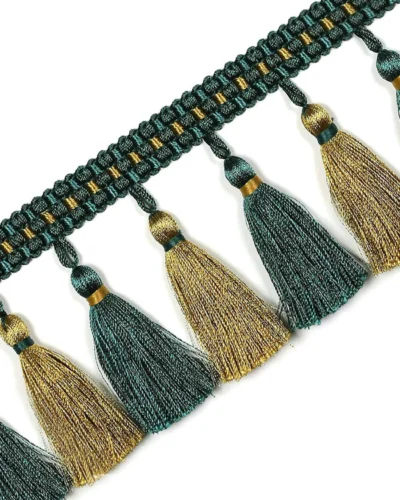 Color Isle Tassel Fringe Trim – Grey and Silver Decorative Curtain Trim