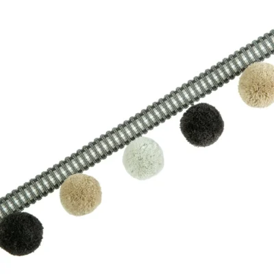 Cloud Dream Large Pom Pom Fringe in grey and ivory