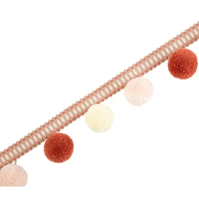 Cloud Dream Large Pom Pom Fringe in blush and coral