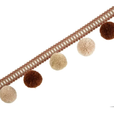 Cloud Dream Large Pom Pom Fringe in brown and beige