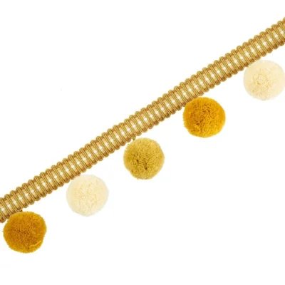 Cloud Dream Large Pom Pom Fringe in yellow and ivory