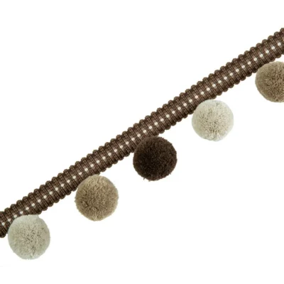 Cloud Dream Large Pom Pom Fringe in brown and cream