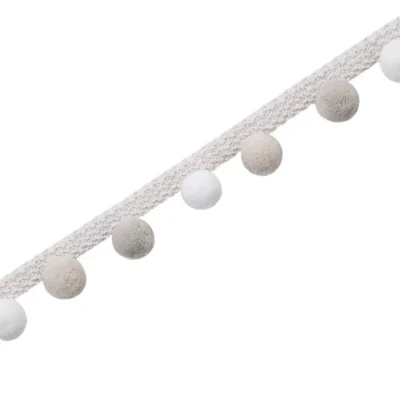 White pom pom tassel curtain trim – minimalist decorative fringe
