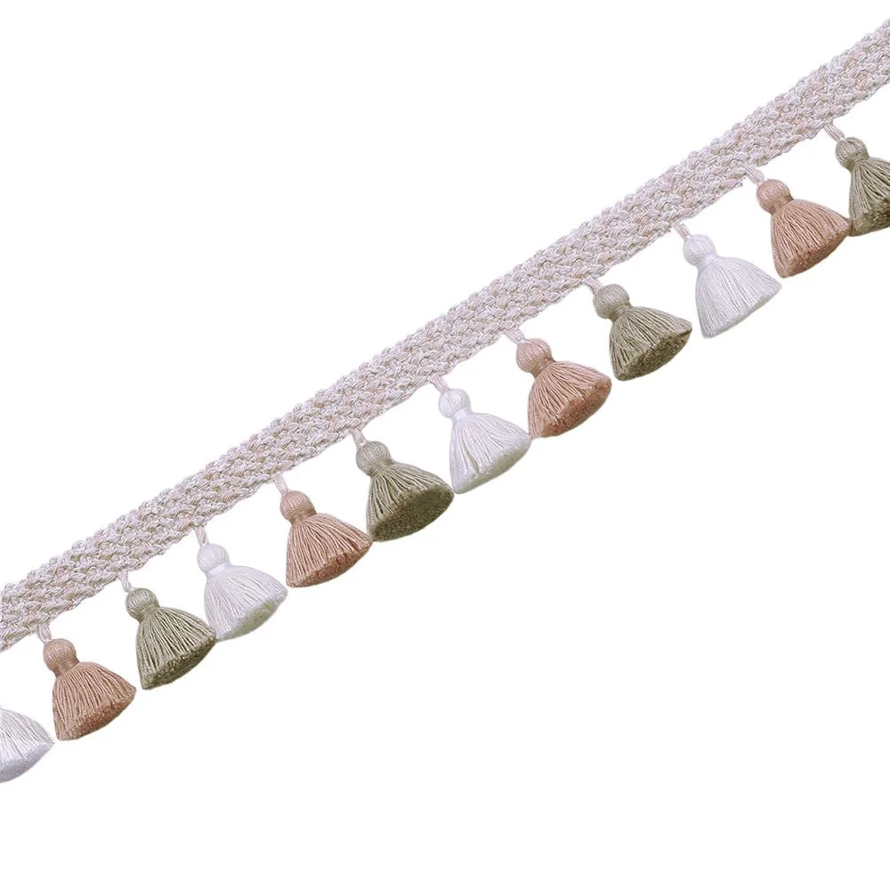 Blush, taupe, and ivory tassel curtain trim – Eden Garden Fringe by Lemonhone