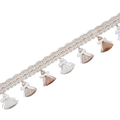 Elysee Curtain Tassel Fringe Trim in soft blush pink – luxury trim for classic drapery