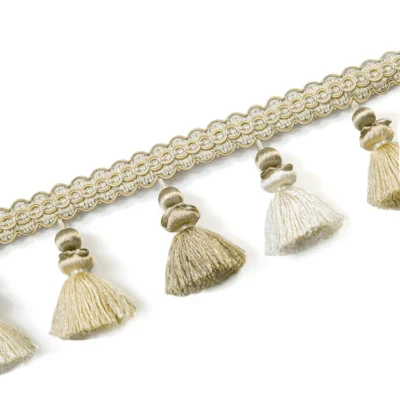 Medici Curtain Tassel Trim in Cream with Braided Band