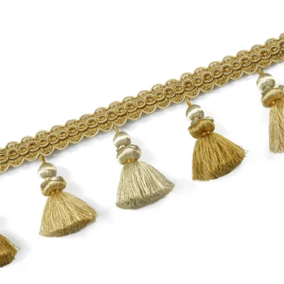 Golden Medici Tassel Curtain Trim with Braided Band
