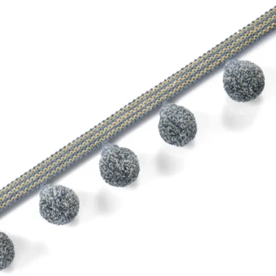 Dark Grey Vine Cotton-Linen Pom Pom Trim – Curtain Fringe Detail