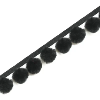 Miss COCO – Black velvet pom pom trim for curtains and cushions