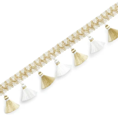 Classic Weave Tassel Fringe Trim in Light Beige