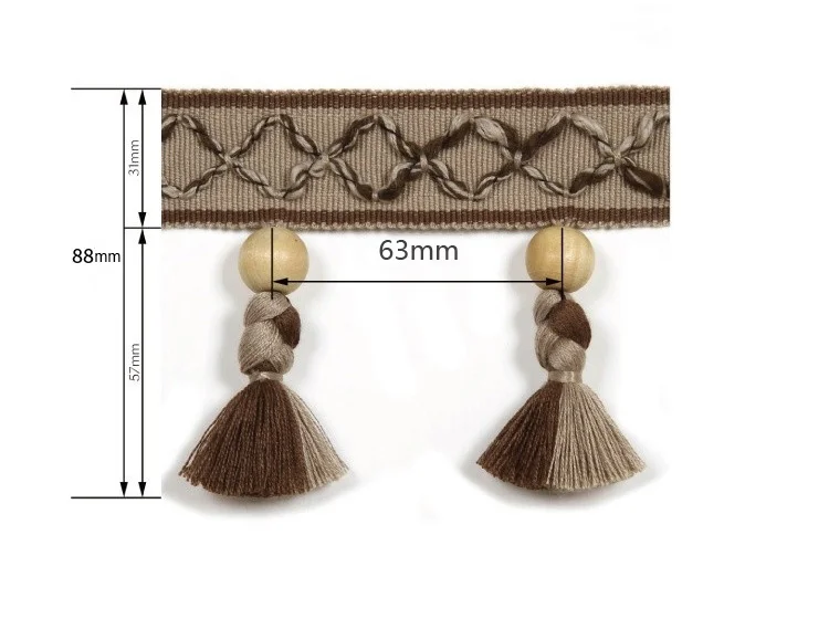 Norwegian Forest Wood Bead Tassel Trim Size Chart