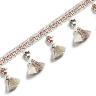 Versailles Grove Curtain Tassel Trim – blush pink French-style fringe for elegant interiors