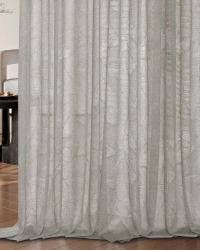 Close-up of Botanic Veil Curtain showcasing delicate botanical texture and light-filtering sheer fabric
