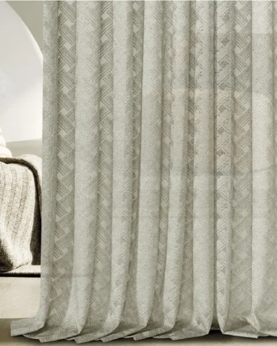 Serene Weave Sheer Curtain with soft folds and jacquard texture in a modern interior