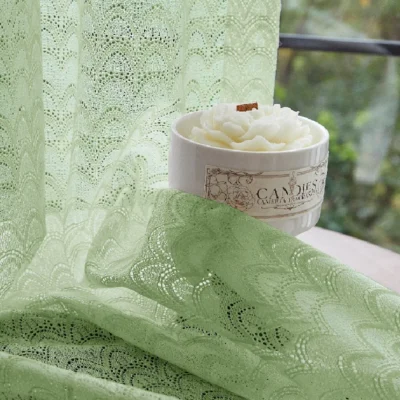 Light green jacquard sheer curtain with scale-inspired texture by Lemonhone