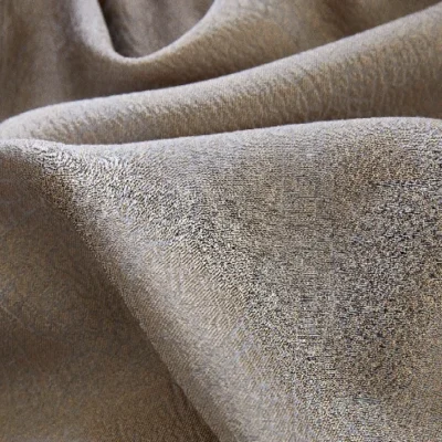 Close-up of soft jacquard curtain fabric with matte textured finish