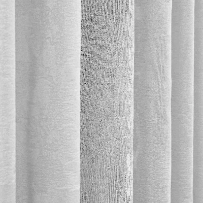 Dual veil jacquard curtain with central vertical textured stripe