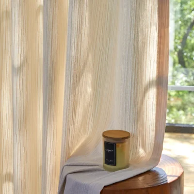 Cloud Veil Curtain in Soft Morning Light – Chenille Sheer for Cozy Interiors