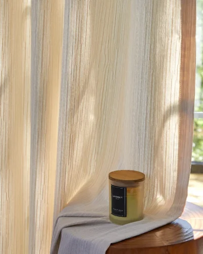 Cloud Veil Curtain in Soft Morning Light – Chenille Sheer for Cozy Interiors