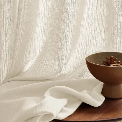 Chenille sheer curtain panel with soft drape and natural texture