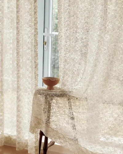 Scales Whisper Curtain – Soft Jacquard Panel Draped in Natural Light