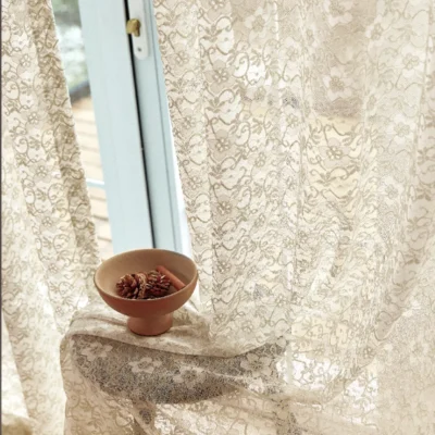 Scales Whisper Curtain – Close-Up of Jacquard Fabric with Natural Light