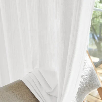Cloud Veil Curtain – Pure White Chenille Sheer for Soft Light