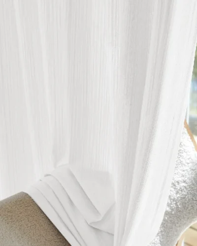 Cloud Veil Curtain – Pure White Chenille Sheer for Soft Light