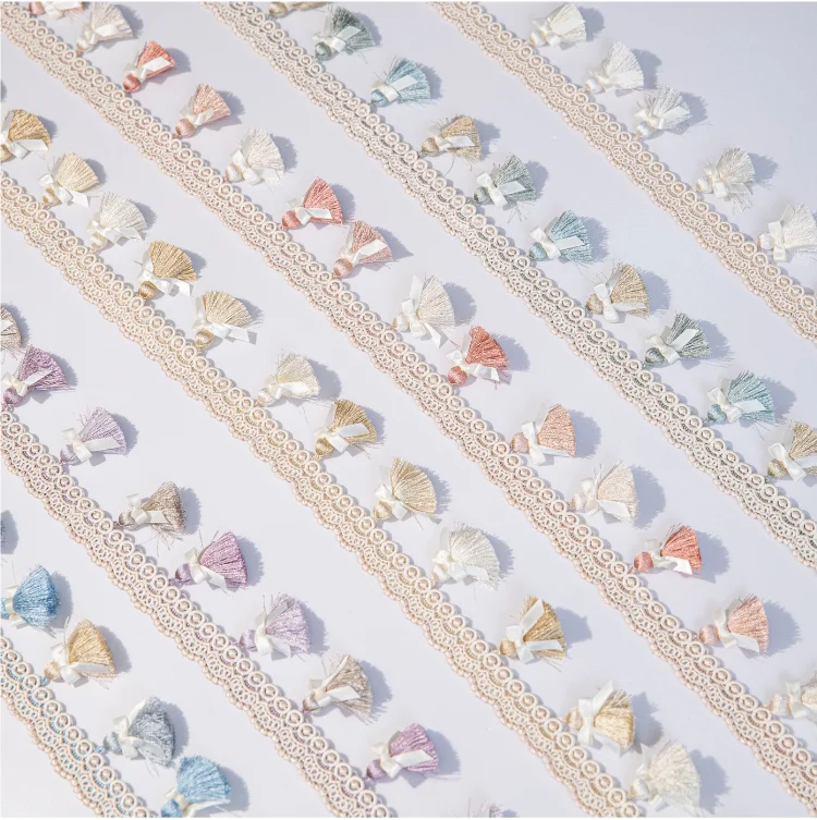 Elysee curtain tassel fringe trim color options arranged in rows