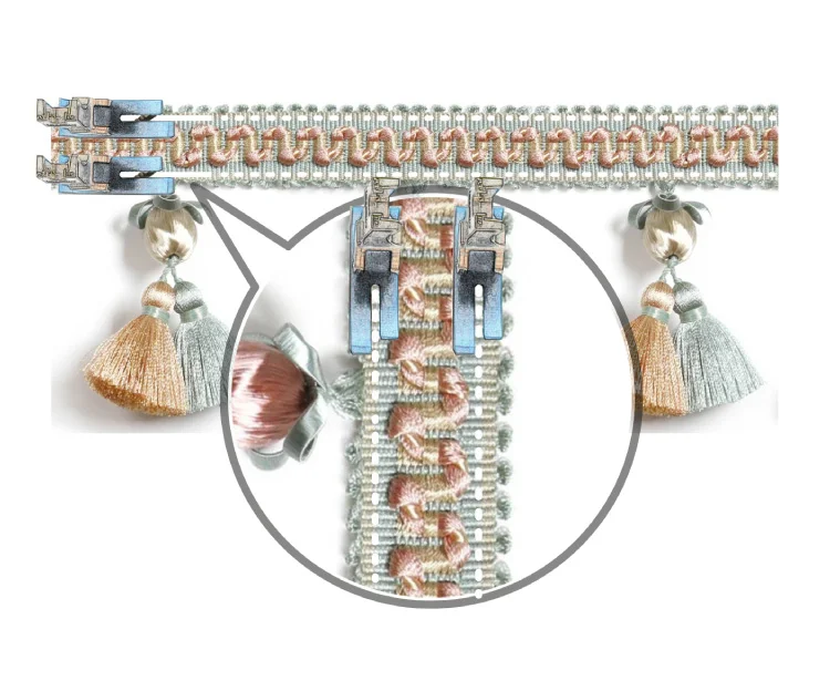 Versailles Grove Curtain Tassel Trim – Close-up of Braided Band and Tassels