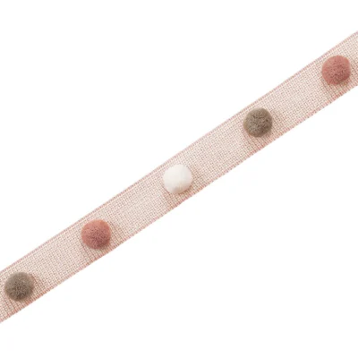 Eden Pom Pom Fringe Trim with Soft Brown, Pink, and Cream Tones