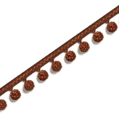 Green pom pom curtain trim – Forest Moss braided fringe