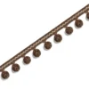Woven pom pom trim for curtains in neutral tones